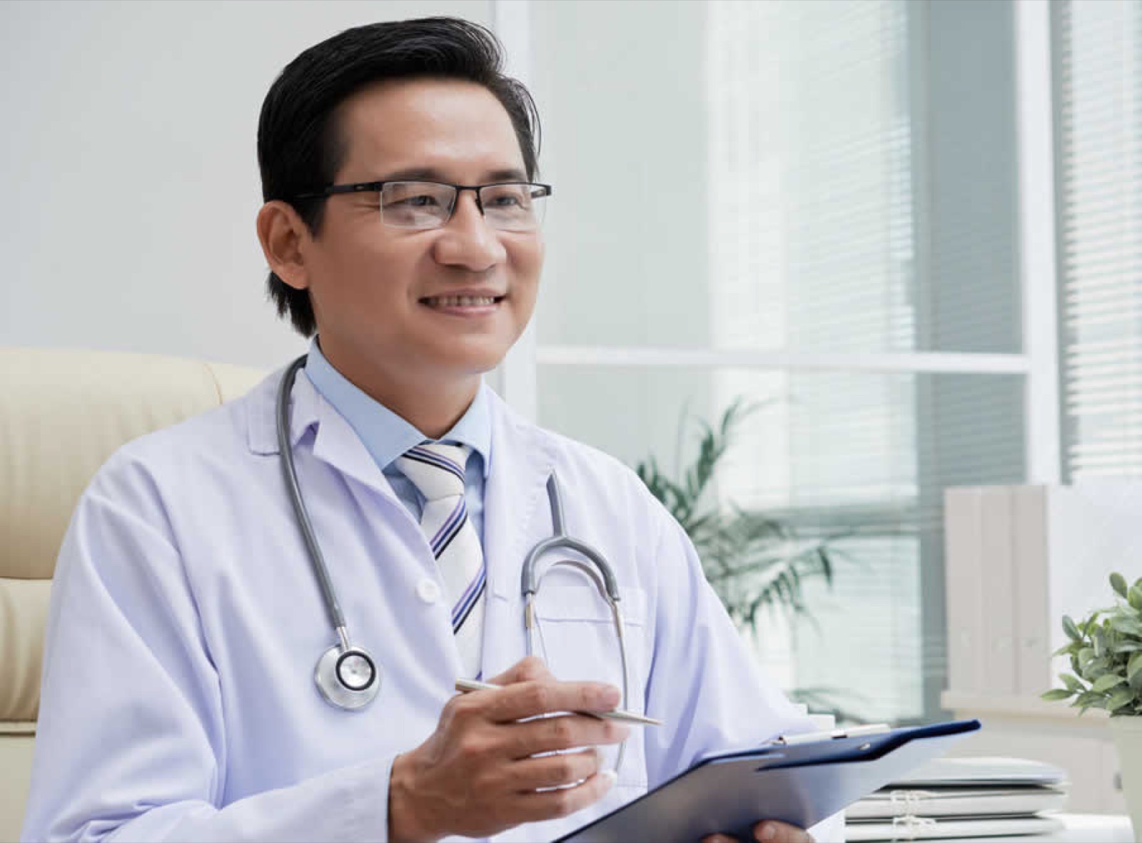 A doctor at a desk